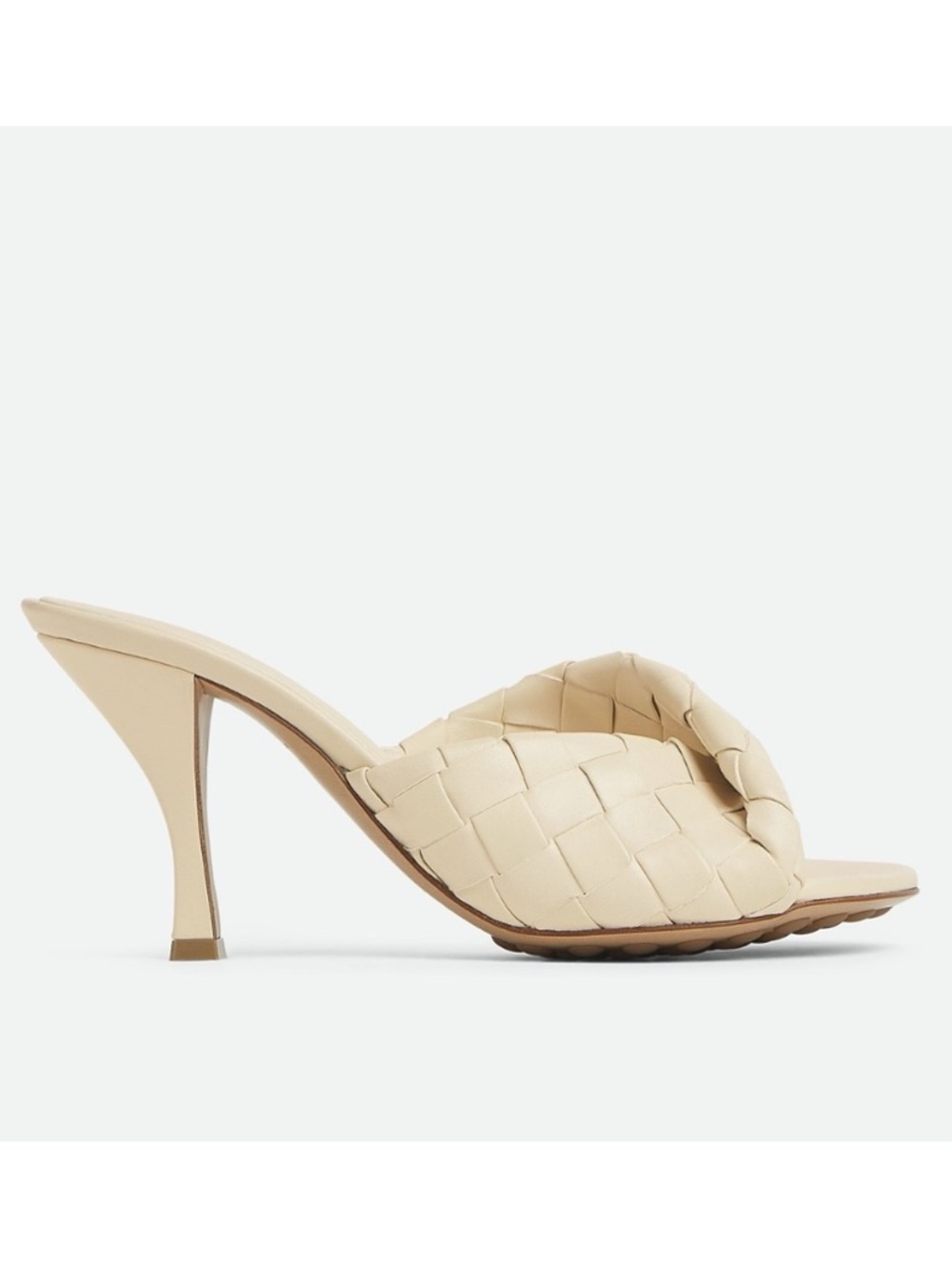 Bottega Veneta Blink Woven Leather Mule Sandal Heel Ivory NWT Size 36